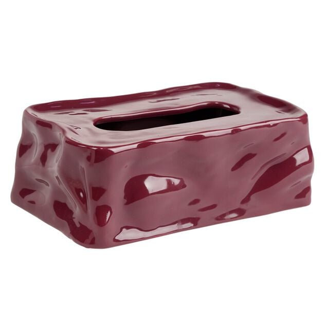 Bo&icirc;te &agrave; mouchoirs en dolomite effet froiss&eacute; 24x15xH9cm (2 mod&egrave;les)