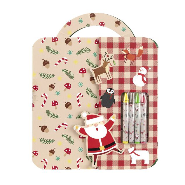 Cahier coloriage et 4 crayons pastel th&egrave;me No&euml;l