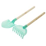 Pelle de plage en plastique menthe verte et manche bois L42cm