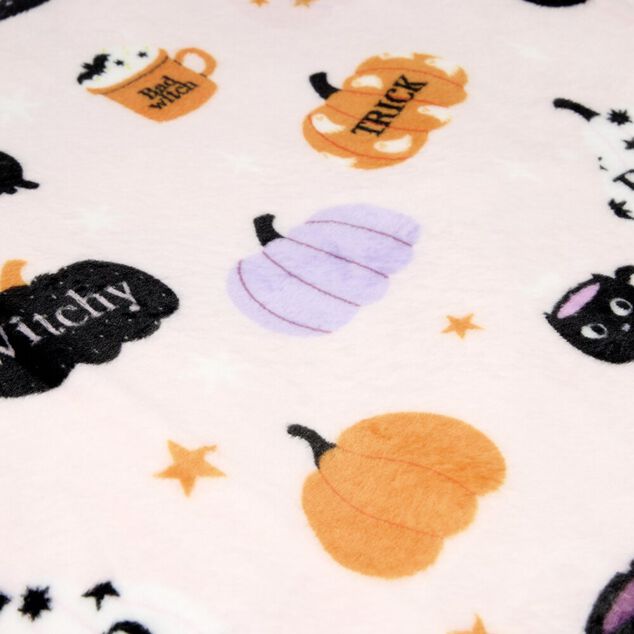 Plaid Halloween motif fant&ocirc;me et citrouille 130x160cm (2 mod&egrave;les)