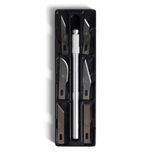 Cutter de précision 7 lames incluses métal gris