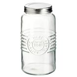 Bocal herm&eacute;tique rond transparent avec couvercle en m&eacute;tal H17 cm