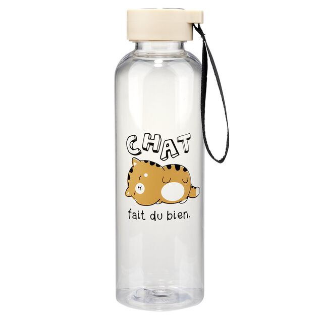 Gourde bouteille plastique kawaii Chat fait du bien 550ml &Oslash;6xH21cm