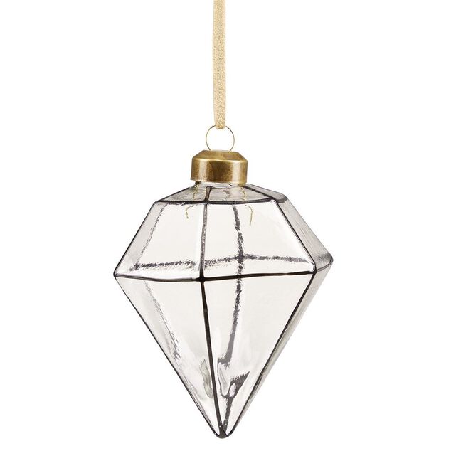Boule de No&euml;l en verre design origami transparent et noir &Oslash;8cm