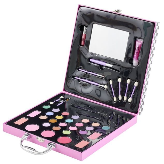 Palette maquillage enfant transportable avec anse et miroir 25xH25cm
