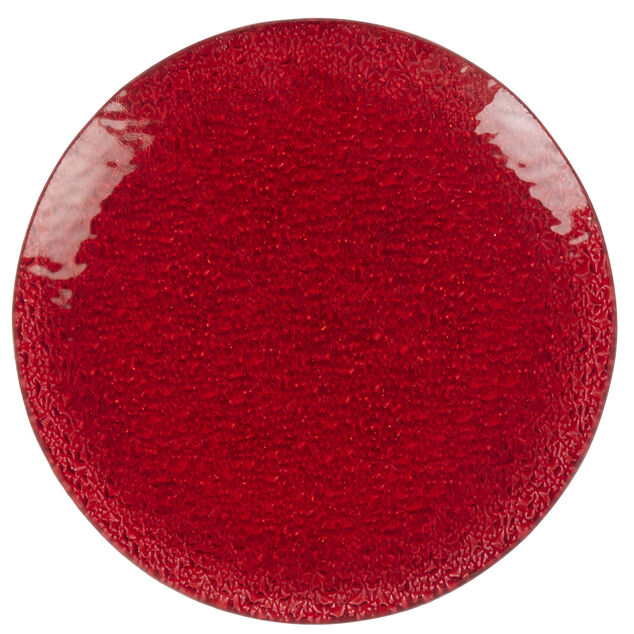 Service vaisselle rond en verre rouge transparent 18 pi&egrave;ces