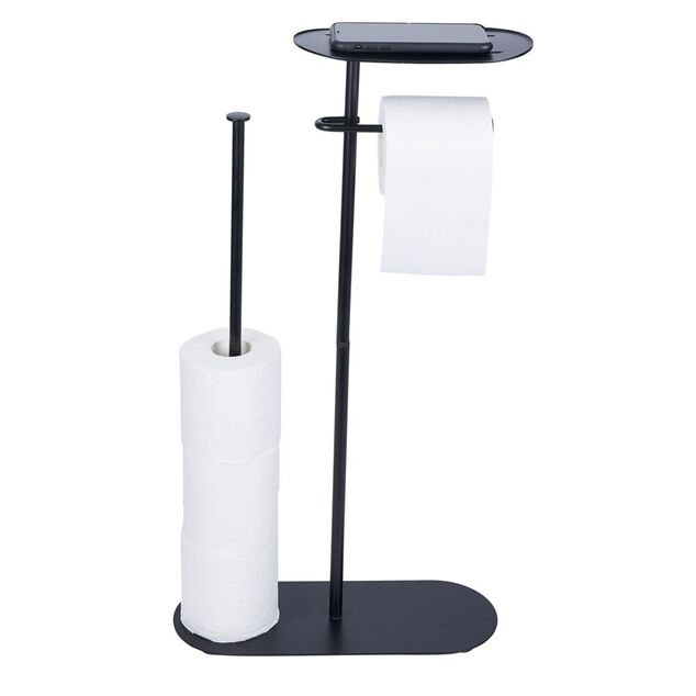 Support papier WC et t&eacute;l&eacute;phone noir 36xH66x13,5cm