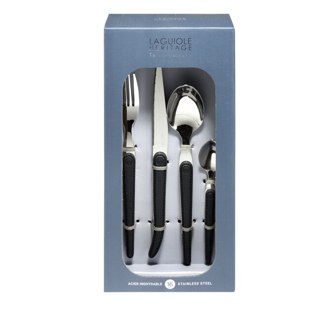 Ménagère Laguiole 16 pièces inox noir