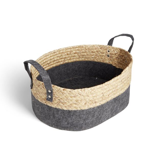 Pani&egrave;re jacinthe d'eau feutrine beige et gris fonc&eacute; 37x27xH15cm