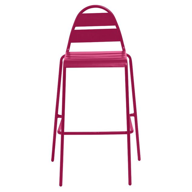 Chaise haute de jardin Fun m&eacute;tal rouge 59x58xH105cm