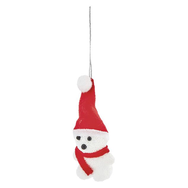 Suspension de No&euml;l ourson blanc et rouge x2