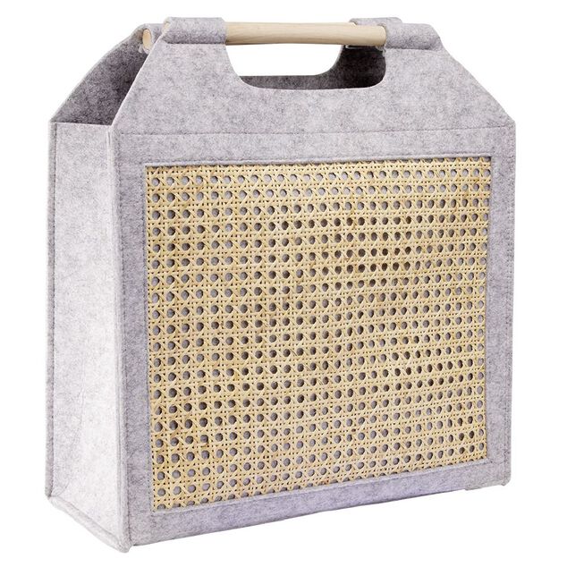 Pani&egrave;re feutrine et bambou grise Grand mod&egrave;le 47x17xH42cm