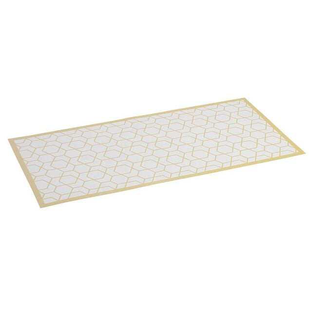 Tapis vinyle imprim&eacute; graphique jaune L.99 cm