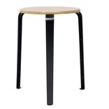 Tabouret en bambou et m&eacute;tal Jack noir naturel L.30 x P.30 x H.45 cm