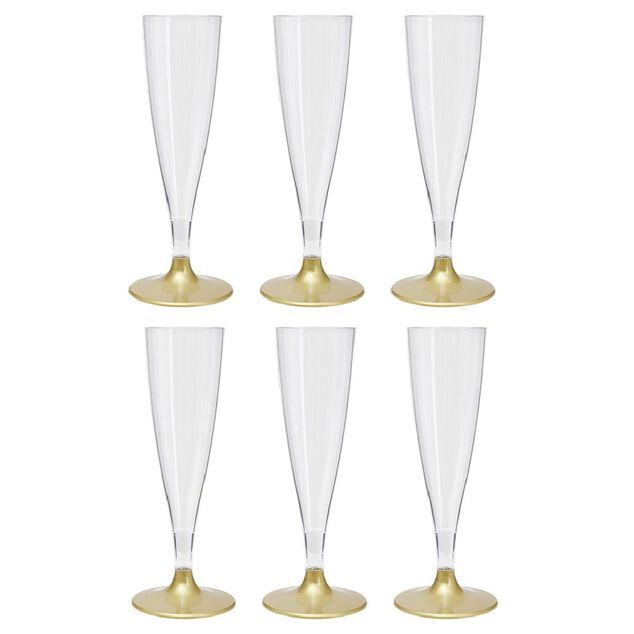 Fl&ucirc;te en plastique dor&eacute; r&eacute;utilisable x6