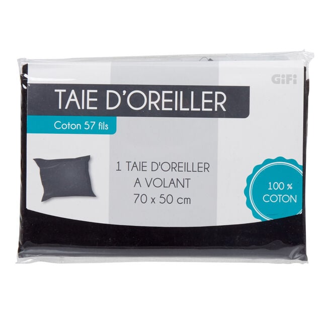 Taie d oreiller noir avec volant
