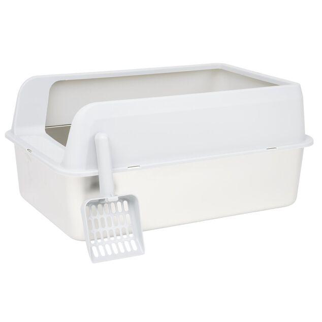 Bac &agrave; liti&egrave;re inox et plastique 60x40x28cm blanc et gris