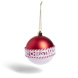 Boule de Noël Merry Xmas rouge et blanche Ø8cm