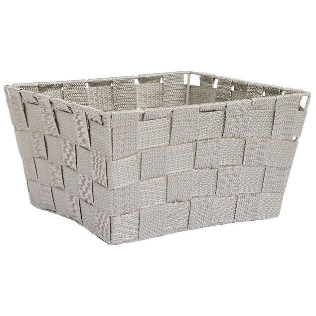Panière de rangement tressée gris clair Taille L - 21,5x12xH21,5cm