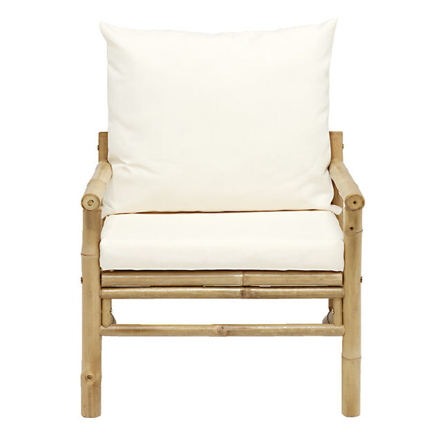 Fauteuil de jardin Laos bambou et coussin beige 63xP74xH74cm