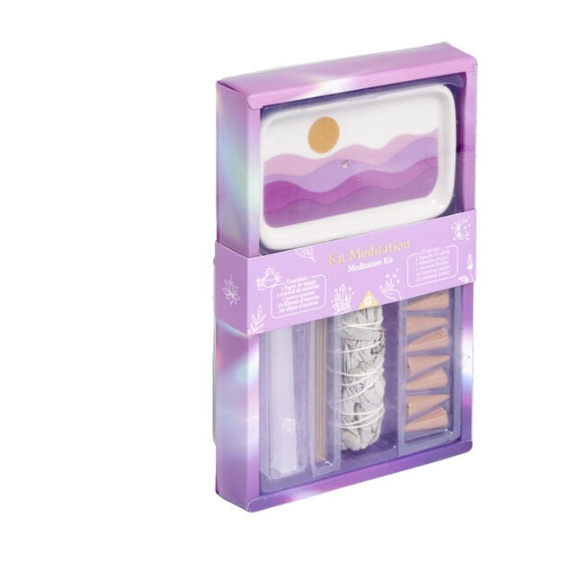 Coffret m&eacute;ditation kit encens/sauge/s&eacute;l&eacute;nite