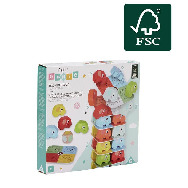 Jeu en bois &Eacute;l&eacute;phant &agrave; empiler - 46 pi&egrave;ces