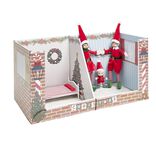Appartement 2 pi&egrave;ces pour lutin farceur empilable en carton 30x30xH60cm