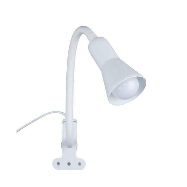 Lampe clip flexible plastique et m&eacute;tal blanc 34cm