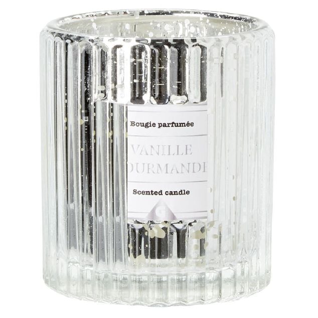 Bougie senteur vanille dans verre d&eacute;co relief