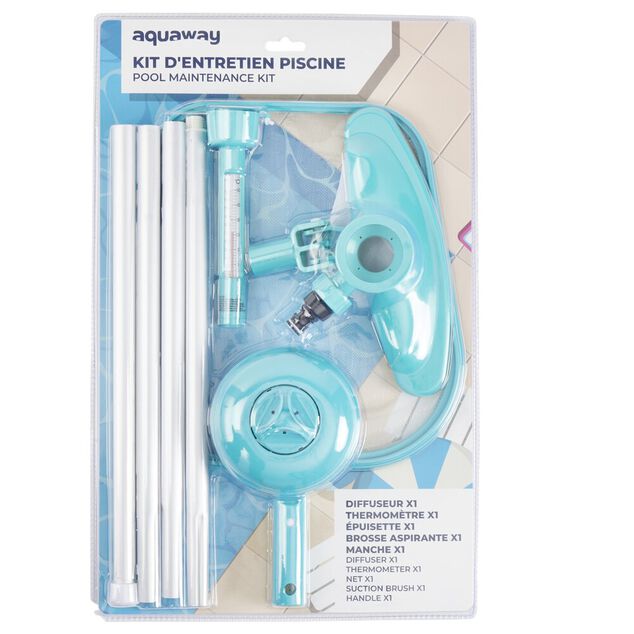 Kit d'entretien piscine Aquaway 5 accessoires plastique et aluminium