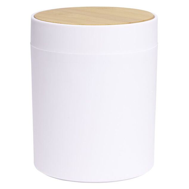 Poubelle &agrave; coton ronde m&eacute;tal blanc &Oslash;13,7xH17,3cm 2,5L