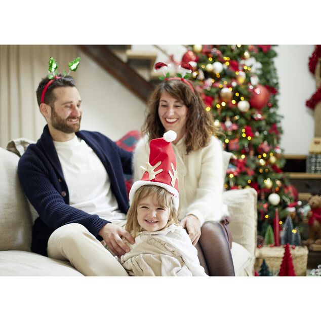 Bonnet de No&euml;l enfant renne Merry Christmas rouge et blanc