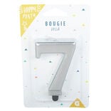 Bougie anniversaire chiffre 7 mat argenté