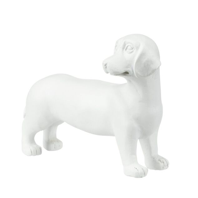 Statue chien teckel en r&eacute;sine petit mod&egrave;le L16,5xH10cm (2 mod&egrave;les noir ou blanc)