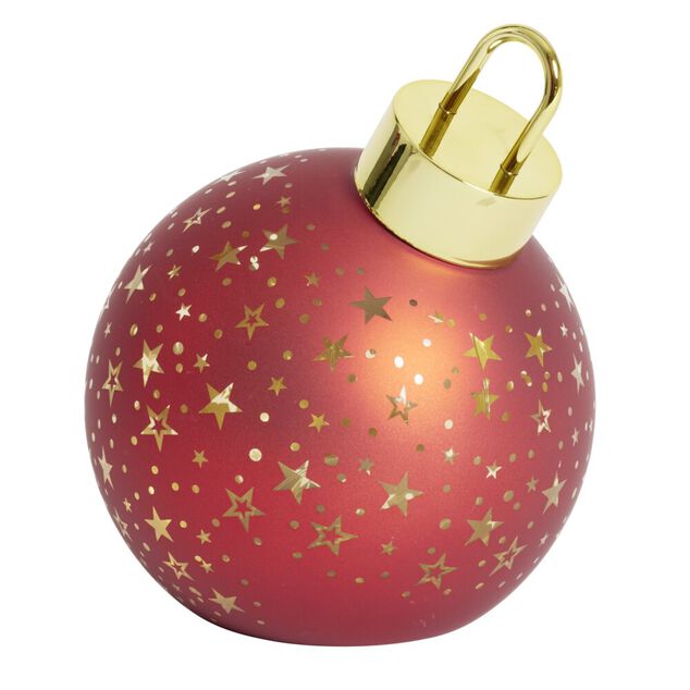 Boule de No&euml;l lumineuse &agrave; poser en verre rouge &Oslash;15xH18cm