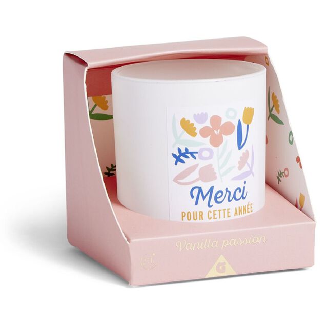 Bougie Merci pour cette ann&eacute;e rose senteur vanille