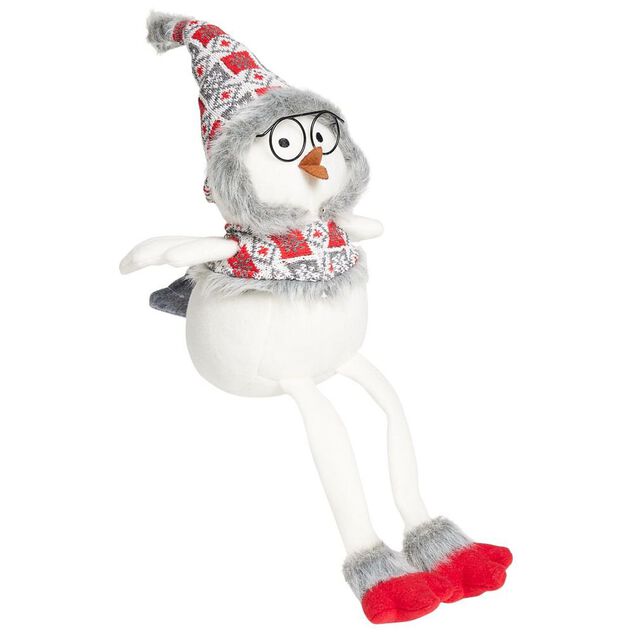 Oiseau assis déco Noël avec pattes pendantes H54cm