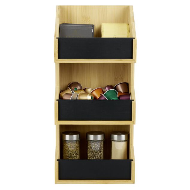 &Eacute;tag&egrave;re 3 niveaux bambou naturel 40x18xH13cm