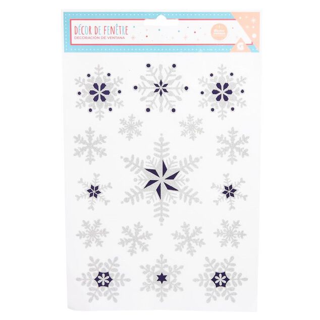 D&eacute;coration fen&ecirc;tre No&euml;l &eacute;lectrostatique &eacute;toile ou flocon