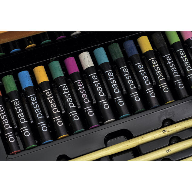 Coffret artiste en bois dessin et peinture 174 pi&egrave;ces