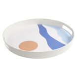 Plateau rond design abstrait vague et soleil - plastique &Oslash;34,5xH4cm