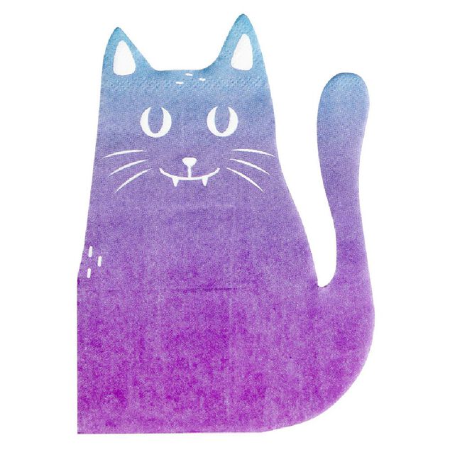 Serviette de table Halloween chat violet et bleu x12