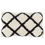 Coussin d&eacute;co chevron tuft&eacute; 30x50cm beige et noir