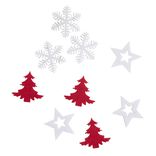 Décoration de table forme sapin/étoile/flocon rouge et blanc 9 pièces