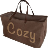 Sac porte-b&ucirc;ches inscription Cozy 64x30xH40cm