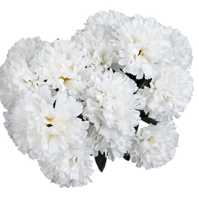 Piquet oeillets blanc bouquet fleur artificielle &Oslash;20xH46cm