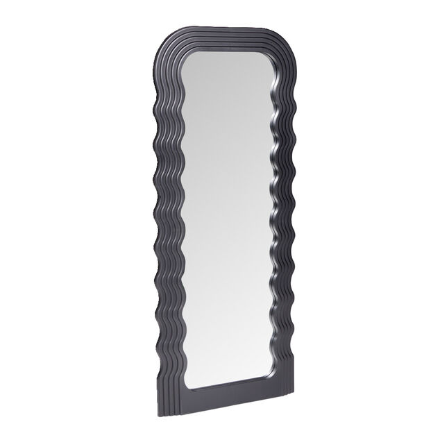 Miroir Wavy contours ondul&eacute;s plastique noir 46x110cm