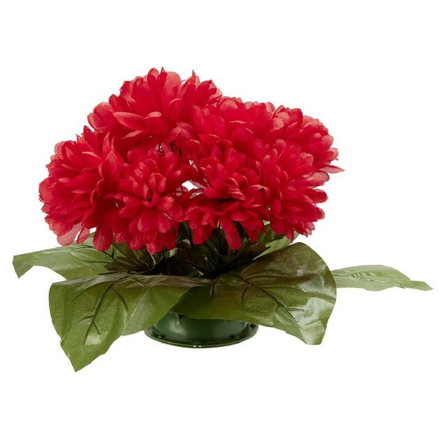 Coussin chrysanth&egrave;me artificiel 15 t&ecirc;tes rouge