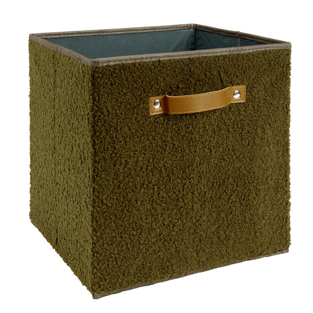Pani&egrave;re carr&eacute;e pliable Box Cube tissu bouclette vert 31x29xH31cm