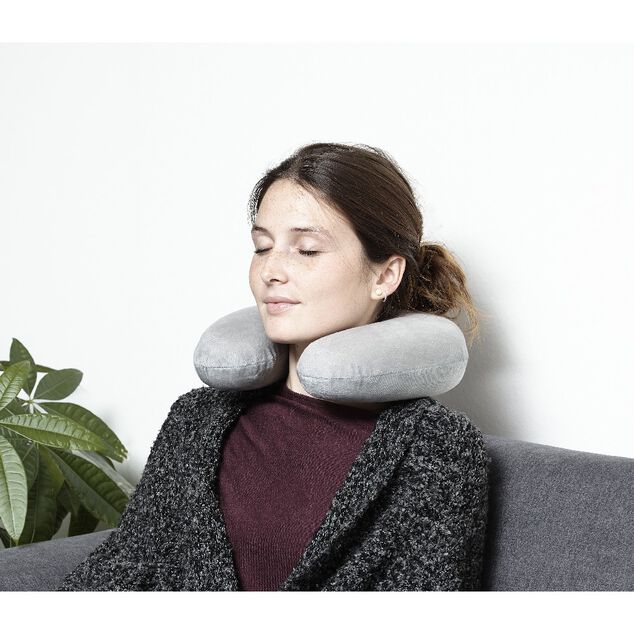 Coussin de voyage tour de cou m&eacute;moire de forme gris